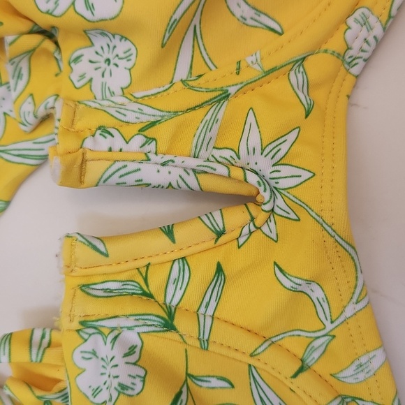 Floral Underwire Women's Two Piece Bikini Set Yellow and Green Size S - Picture 5 of 9